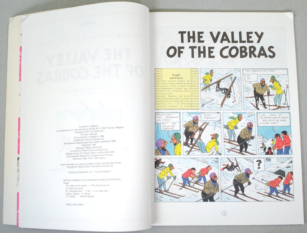 Jo, Zette and Jocko: Vally of the Cobras - Mammoth 1986 UK Paperback 1st Edition