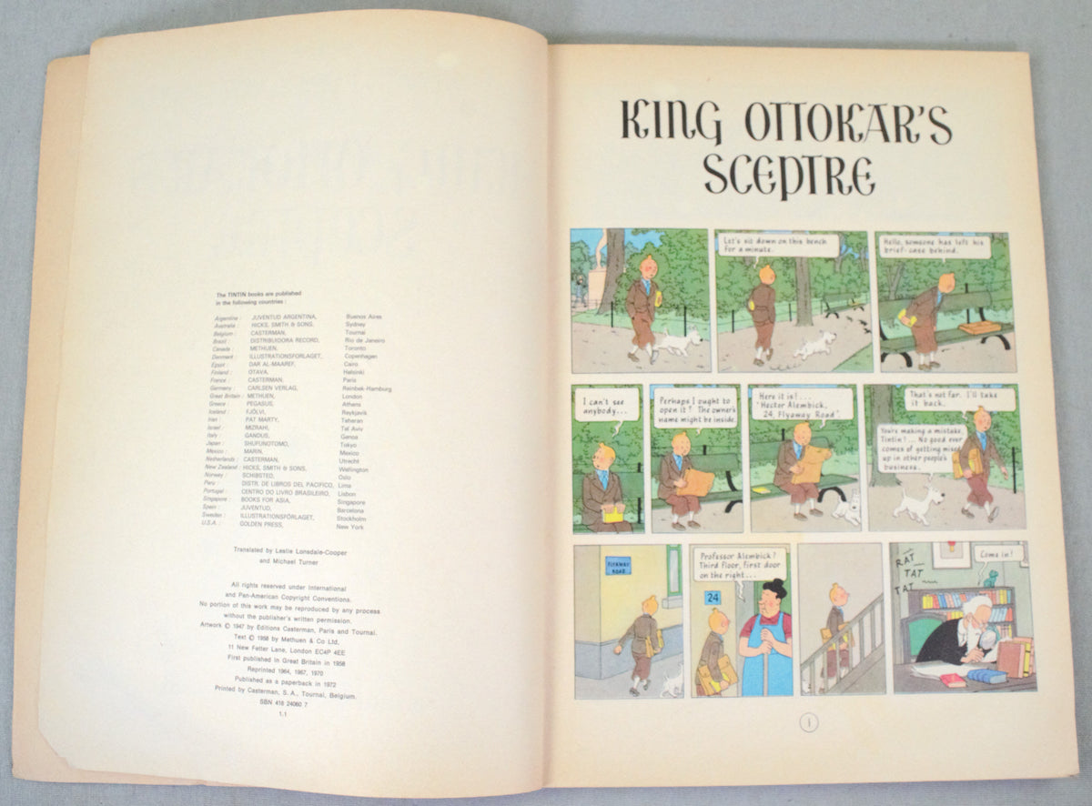 King Ottokar's Sceptre - Methuen 1972 1st UK Paperback Edition Rare Tintin Book Herge