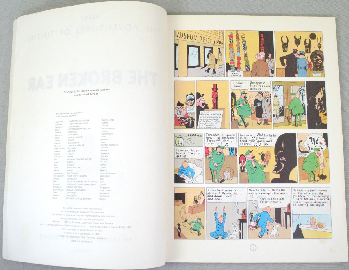 The Broken Ear - Methuen 1976 1st UK Paperback Edition Rare Tintin Book Herge