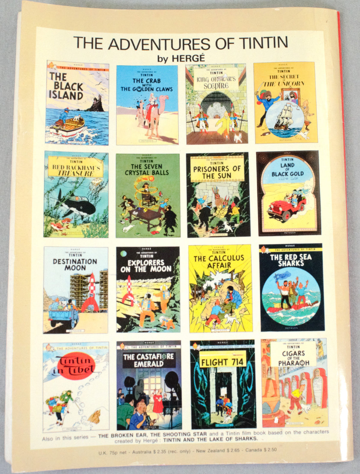 The Broken Ear - Methuen 1976 1st UK Paperback Edition Rare Tintin Book Herge