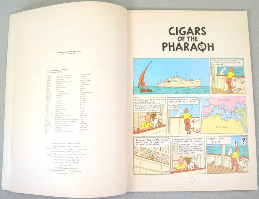 Cigars of the Pharaoh - Methuen 1975 1st UK Paperback Edition Rare Tintin Book Herge