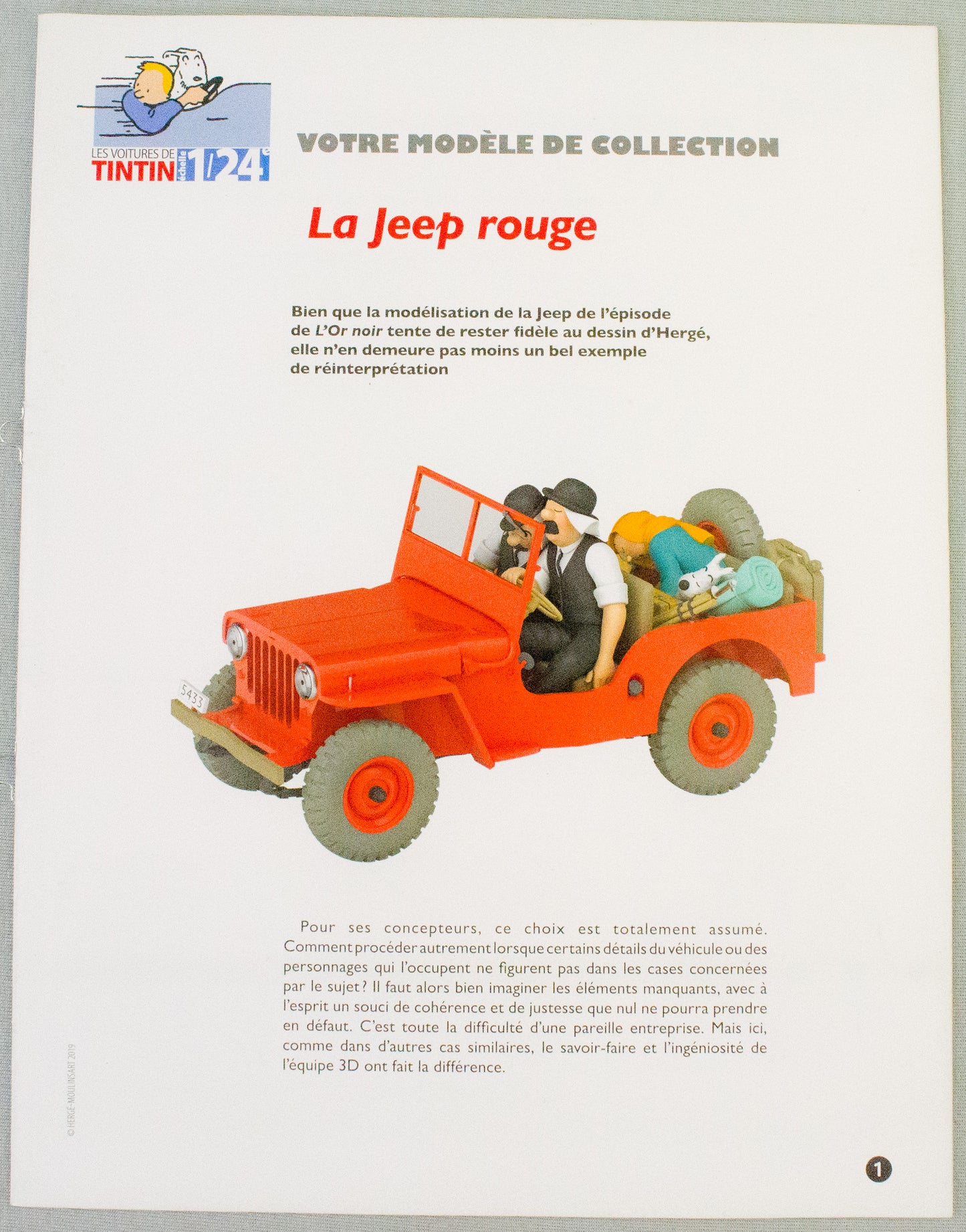 Hachette 1/24 Tintin Car #6 Willy's Red Jeep V1: Land Black Gold Rare Model Voiture Figure