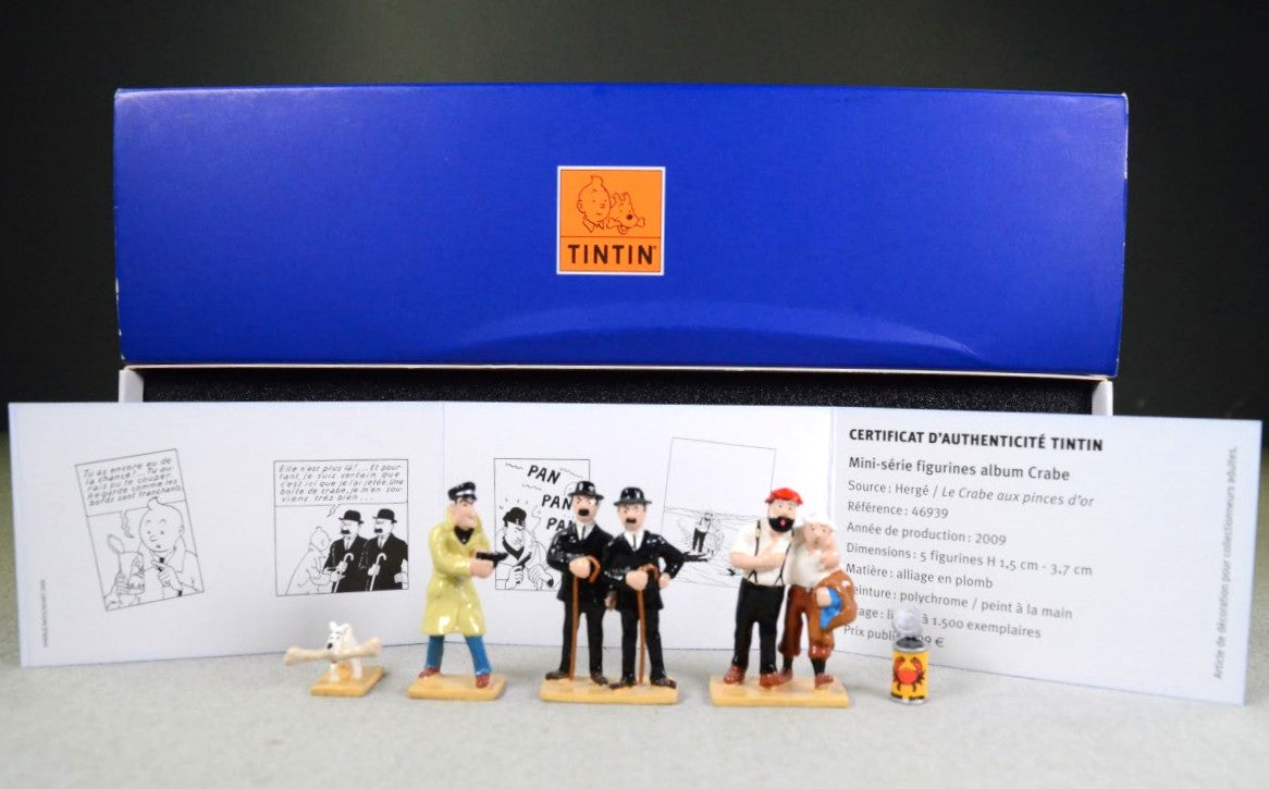 Pixi Mini Serie Tintin Set 46239 "Crabe Pinces D' Or" 2009 5x Metal Figurines RARE