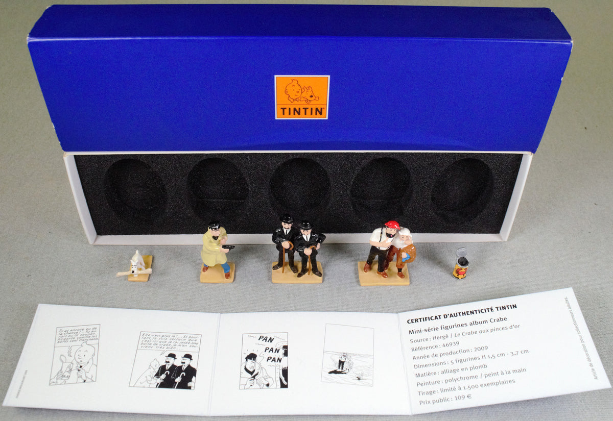 Pixi Mini Serie Tintin Set 46239 "Crabe Pinces D' Or" 2009 5x Metal Figurines RARE