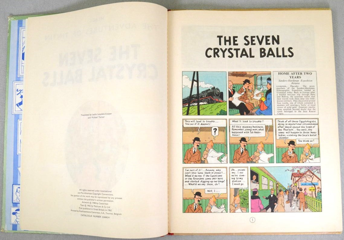 The Seven Crystal Balls - Methuen 1962 1st Edition Hardback Rare Tintin book Herge EO