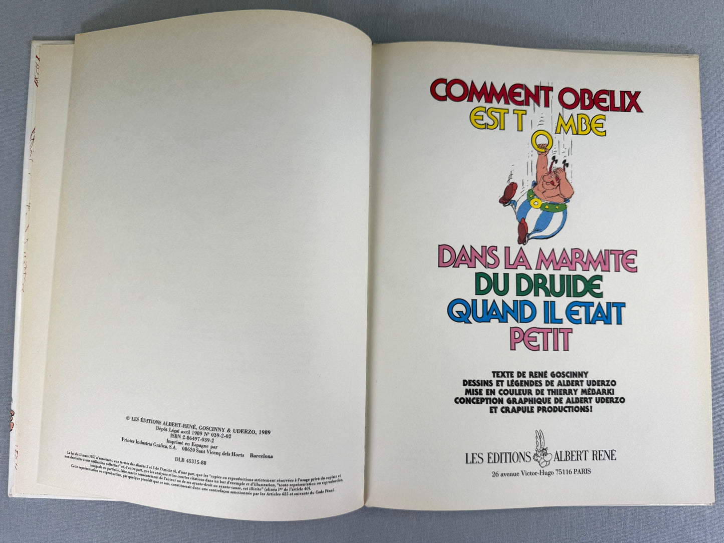 Comment Obelix Est Tombe dans la Marmite du Druide Quand Il Etait Petit 1989 1st French Edition Rare HB EO