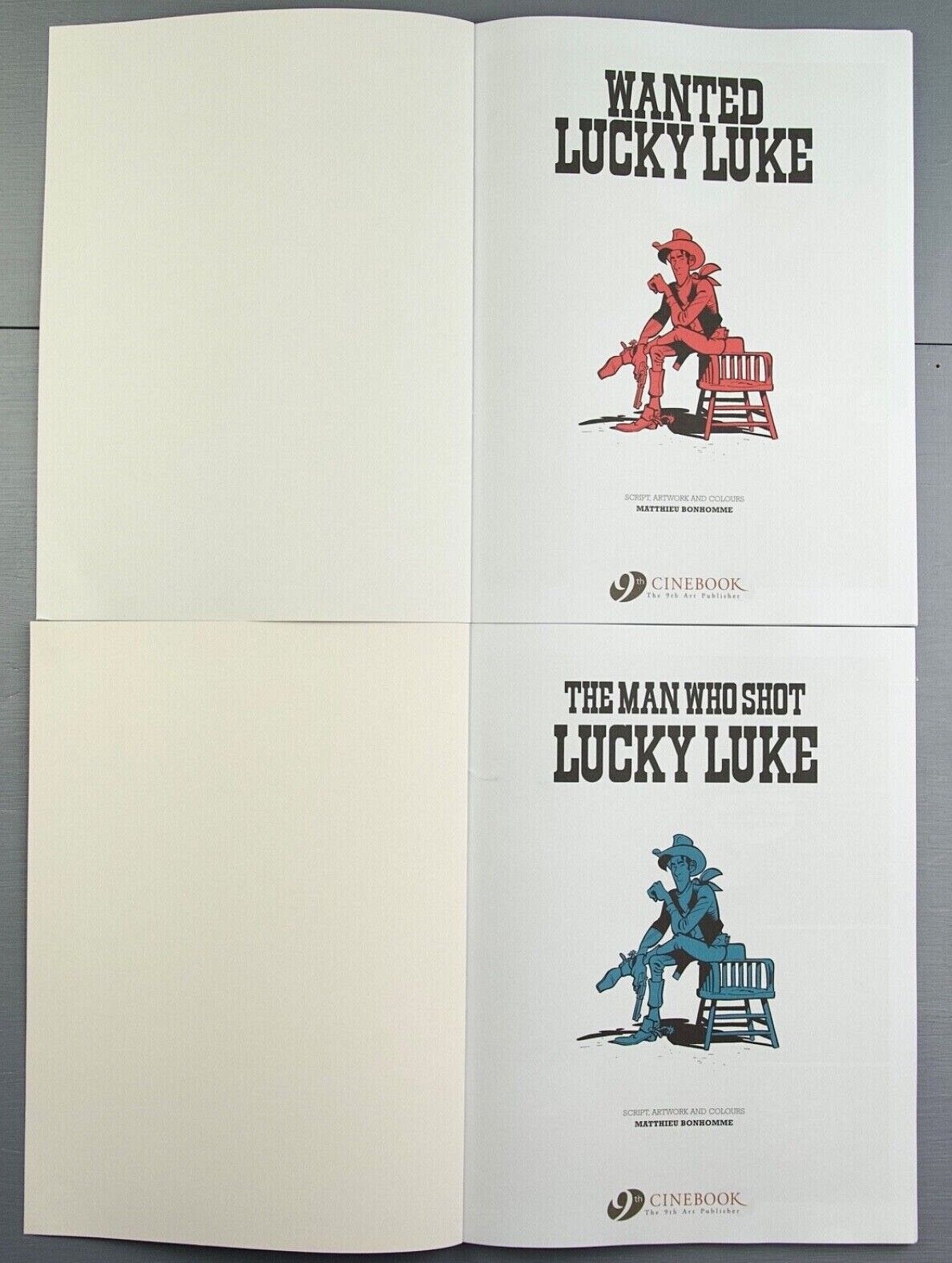 Lucky Luke Matthieu Bonhomme Set of 2 WANTED/Man Who Shot Cinebook Paperback Comic