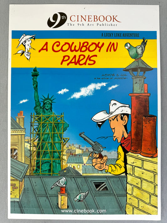 Rare Ltd Lucky Luke Poster "A Cowboy in Paris" Cinebook 9th Art Publisher A3 42x30cm