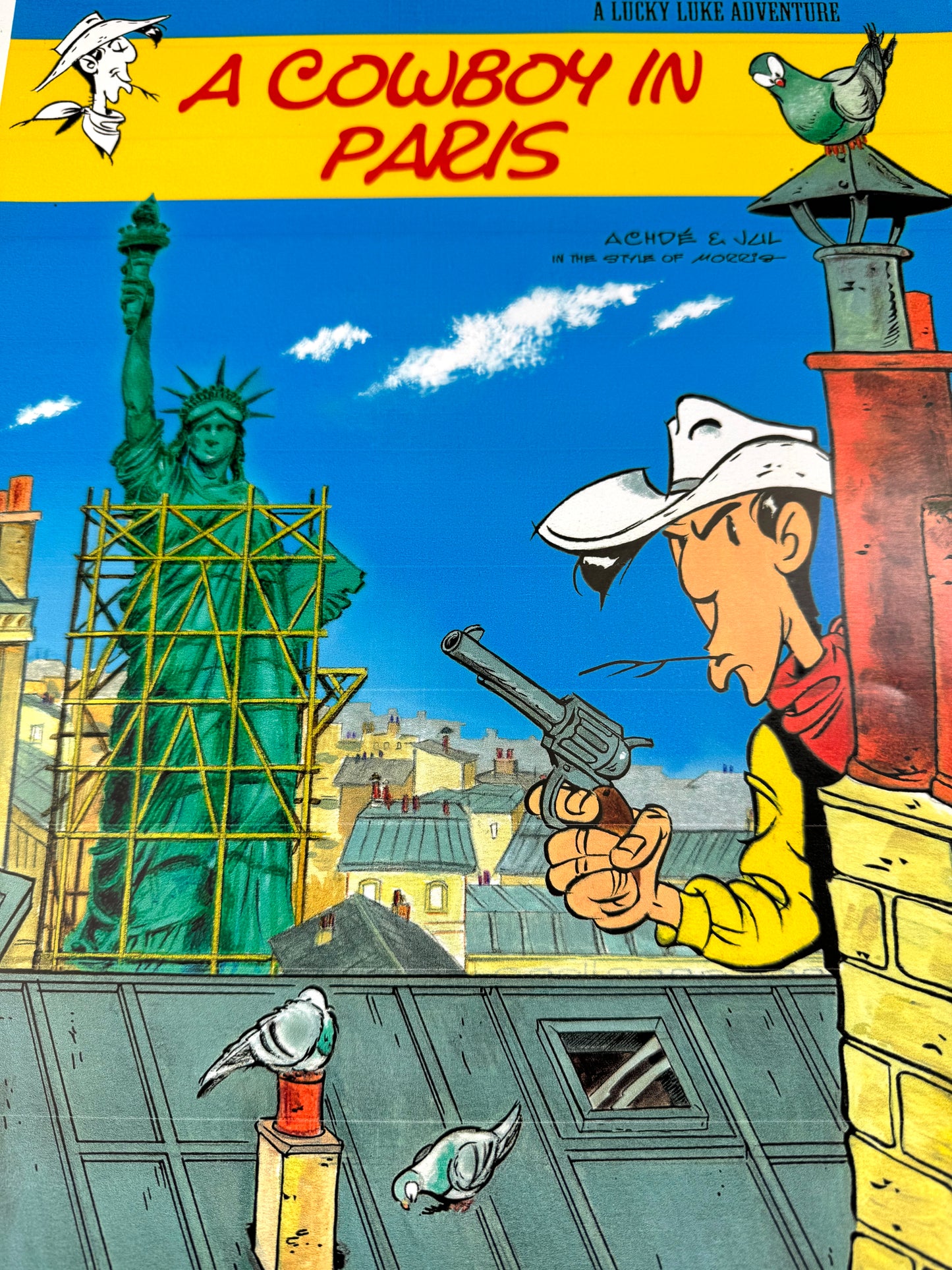 Rare Ltd Lucky Luke Poster "A Cowboy in Paris" Cinebook 9th Art Publisher A3 42x30cm