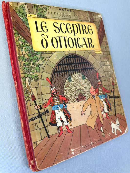 Le Sceptre D' Ottokar 1948 Vintage red cloth Hardback Edition B2 Tintin Comic Book