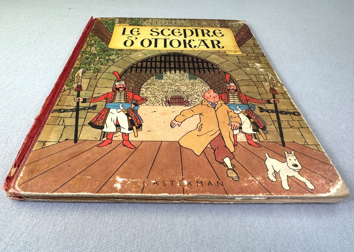 Le Sceptre D' Ottokar 1948 Vintage red cloth Hardback Edition B2 Tintin Comic Book