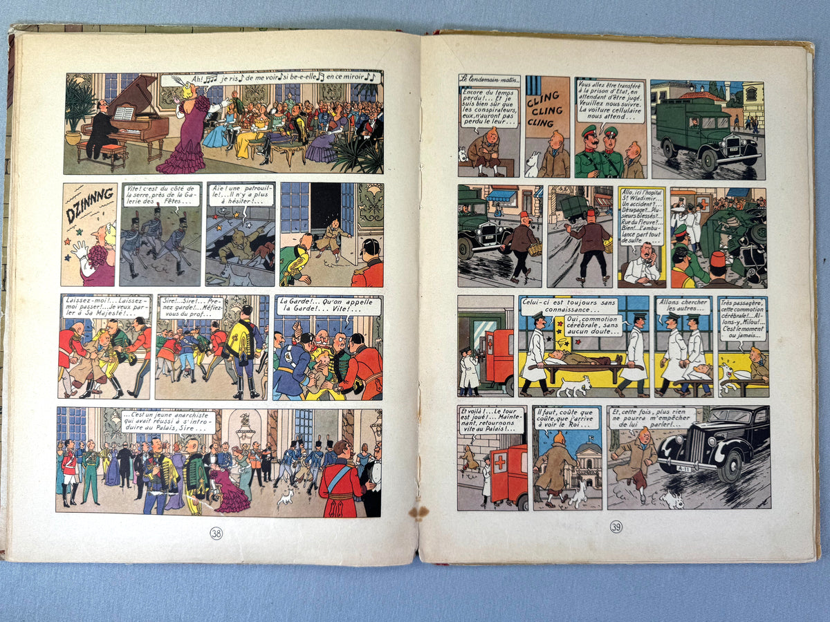 Le Sceptre D' Ottokar 1948 Vintage red cloth Hardback Edition B2 Tintin Comic Book