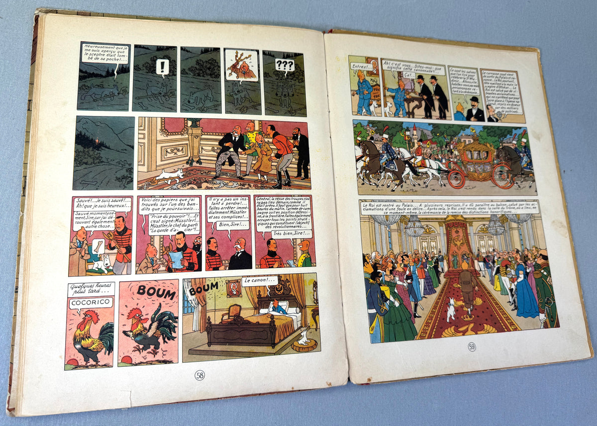 Le Sceptre D' Ottokar 1948 Vintage red cloth Hardback Edition B2 Tintin Comic Book