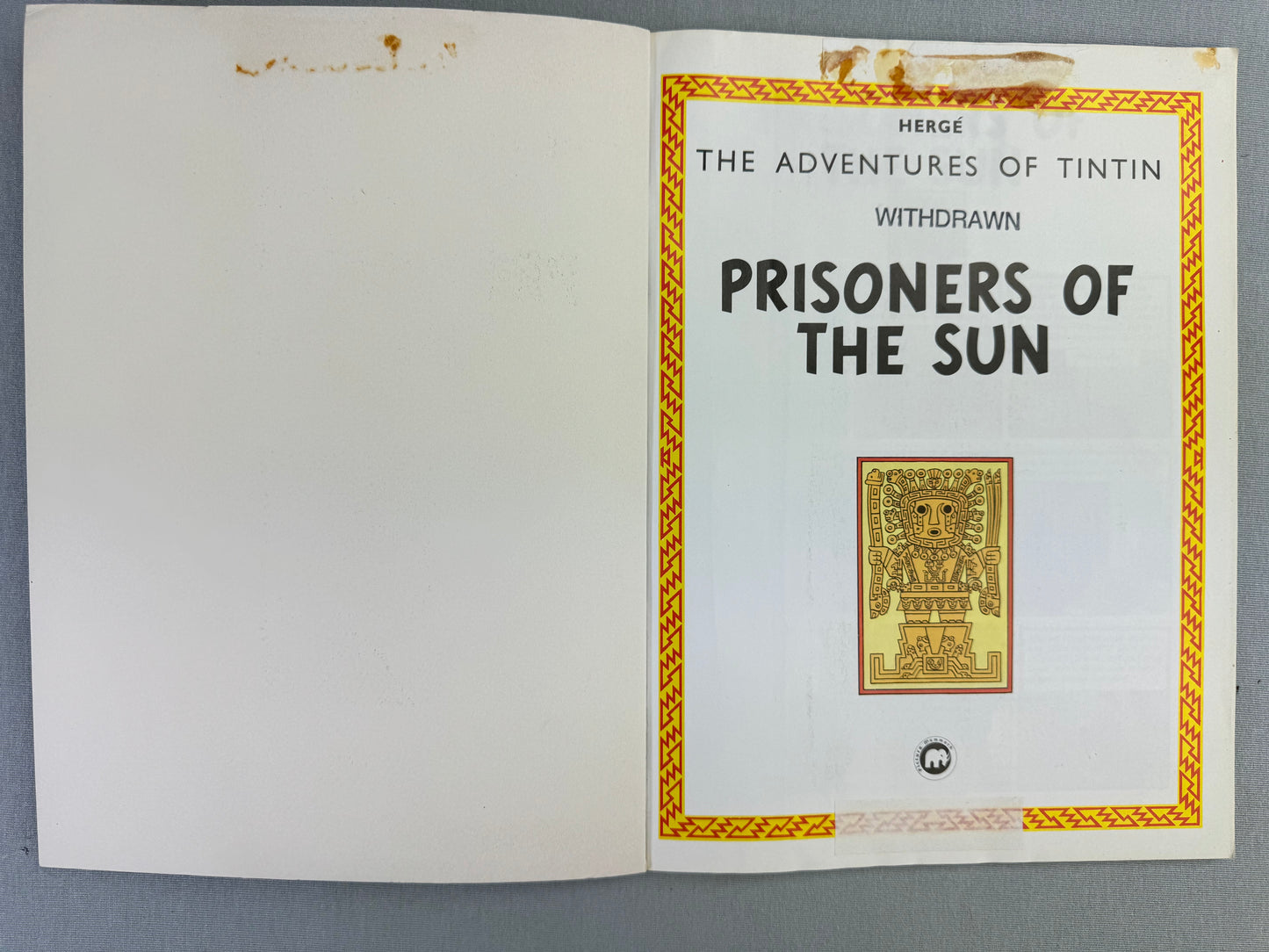 Prisoners of the Sun - Tintin Mammoth UK Paperback Edition Book 1990s