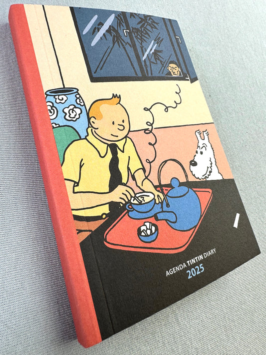 2025 Tintin Mini Pocket Diary by Moulinsart: 10 x 15cm Herge Iconic Blue Lotus Artwork