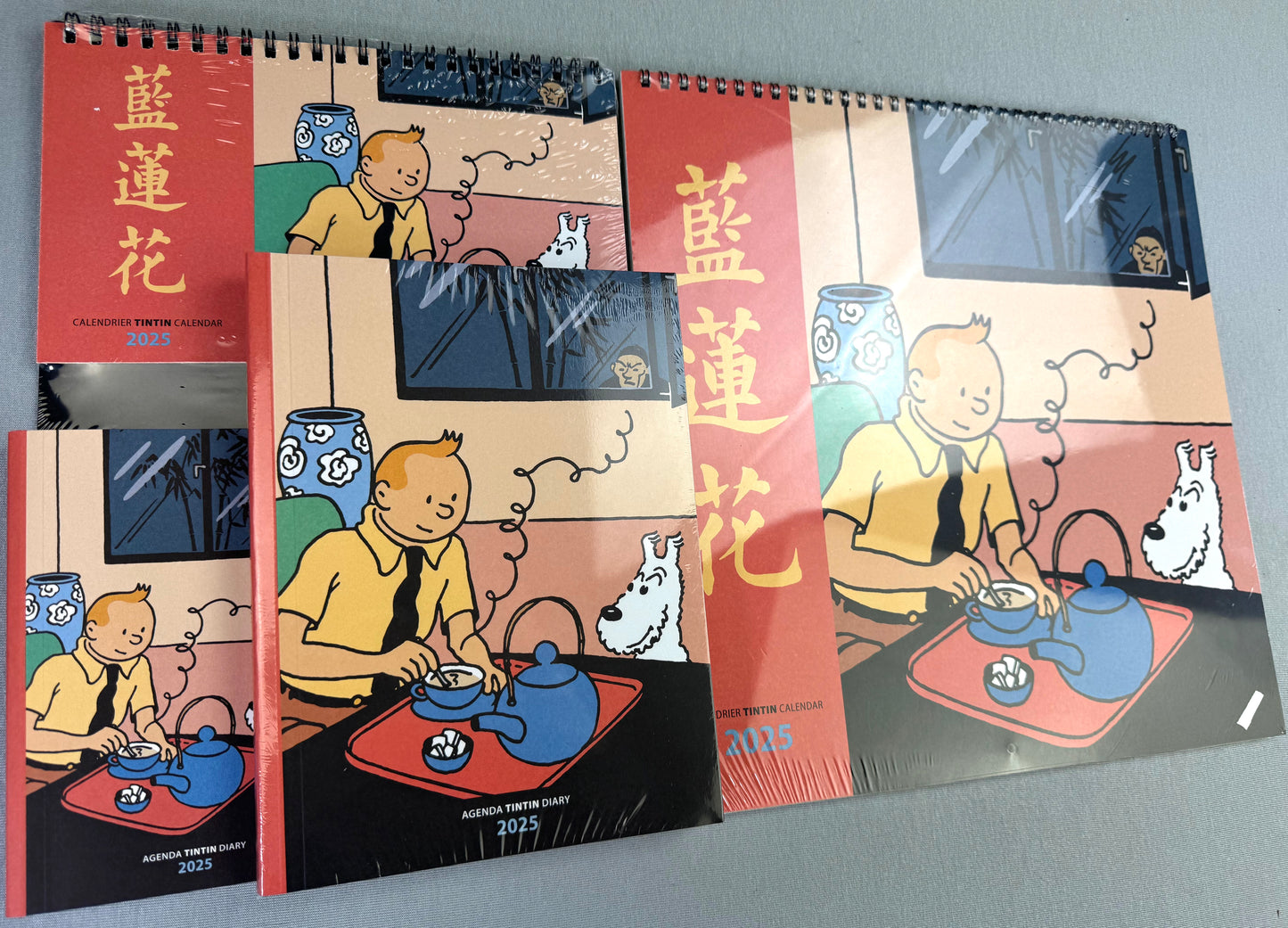 2025 Tintin Calendar & Diary Collection x4 - Blue Lotus Moulinsart Editions