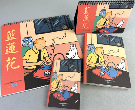 2025 Tintin Calendar & Diary Collection x4 - Blue Lotus Moulinsart Editions