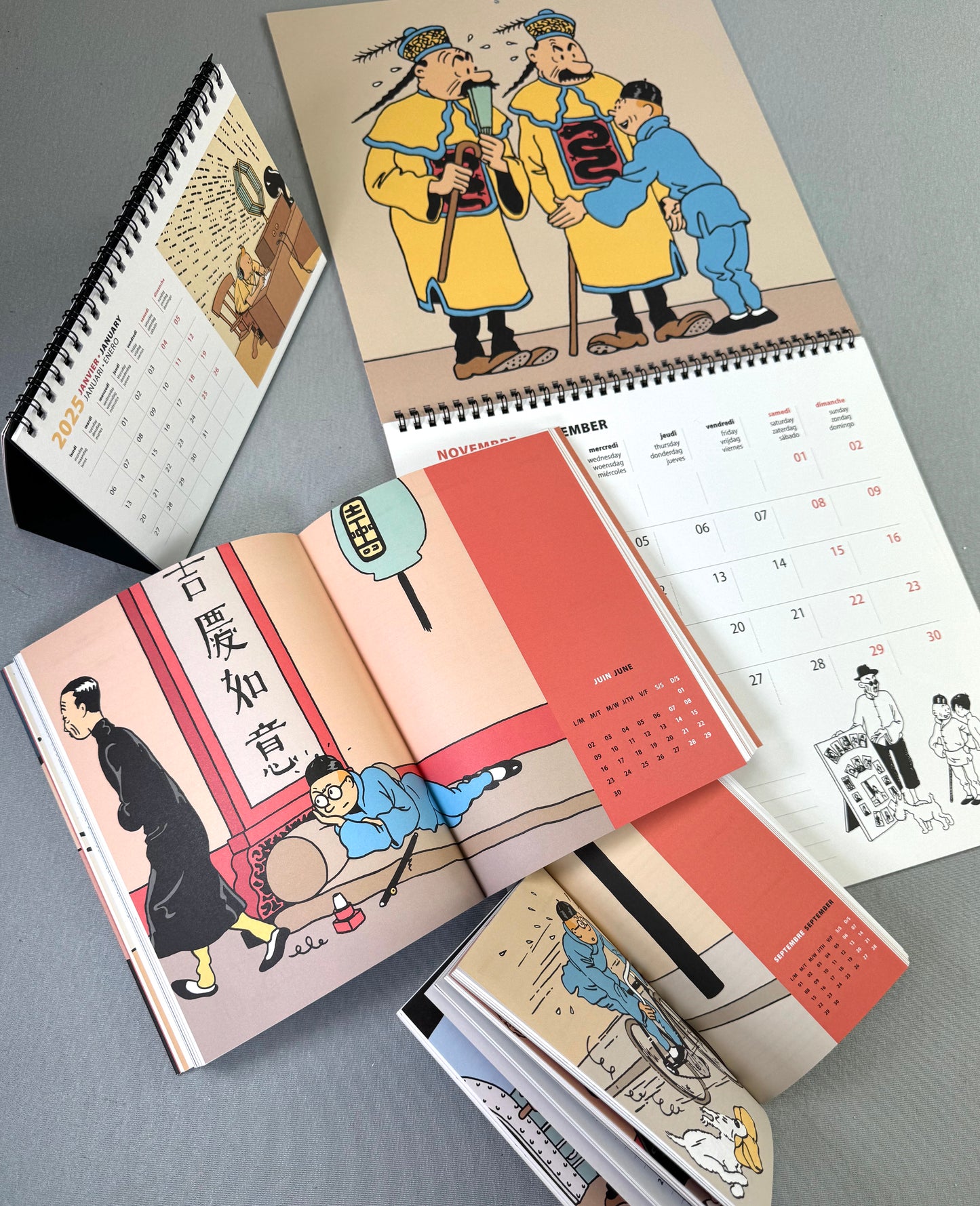 2025 Tintin Calendar & Diary Collection x4 - Blue Lotus Moulinsart Editions