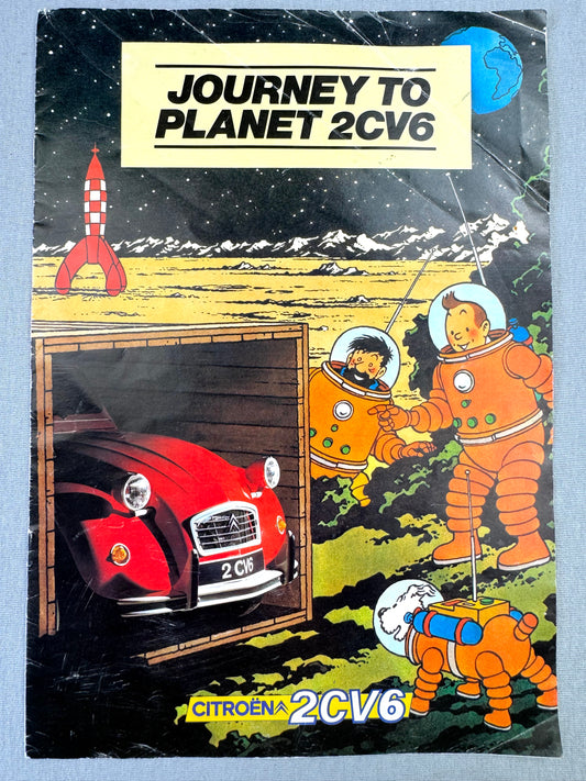 Rare 1984 Citroen Tintin Car Brochure: Journey to Planet 2CV6 by Herge Comic