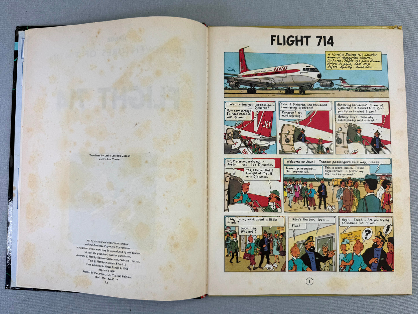 Flight 714 - Methuen 1968 2nd Reprint Edition UK Hardback Rare Tintin book Herge EO