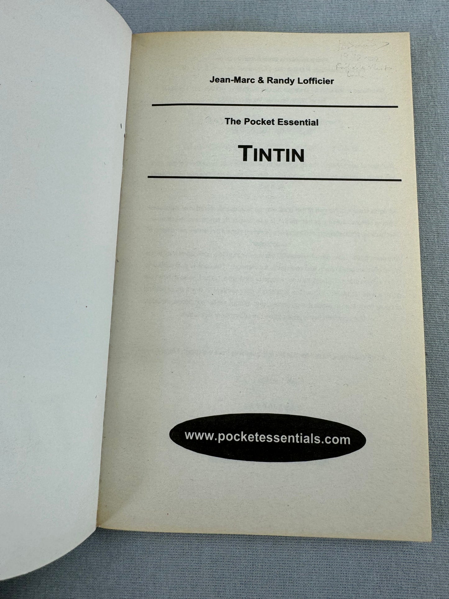 Tintin The Pocket Essential - 2002 UK Paperback Edition by Jean Marc/Randy Lofficier