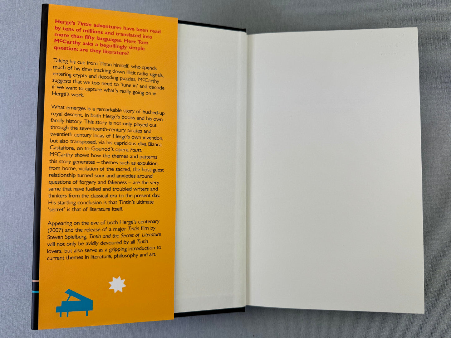 Tintin & the Secret of Literature - UK 2006 Hardback 1st Edition by Tom Mccarthy