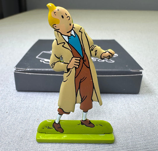 ARCHIVES Moulinsart 2D Metal Figurine: Tintin in Long Coat Relief Figure/Model