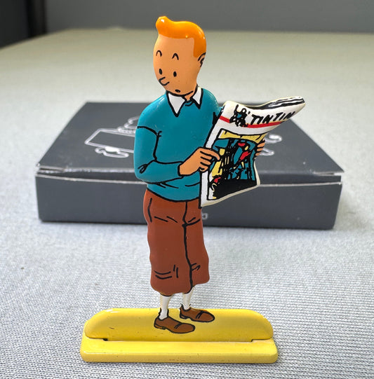 Archives Moulinsart 2D Metal Figurine: Reading Journal Tintin Relief Figure/Model