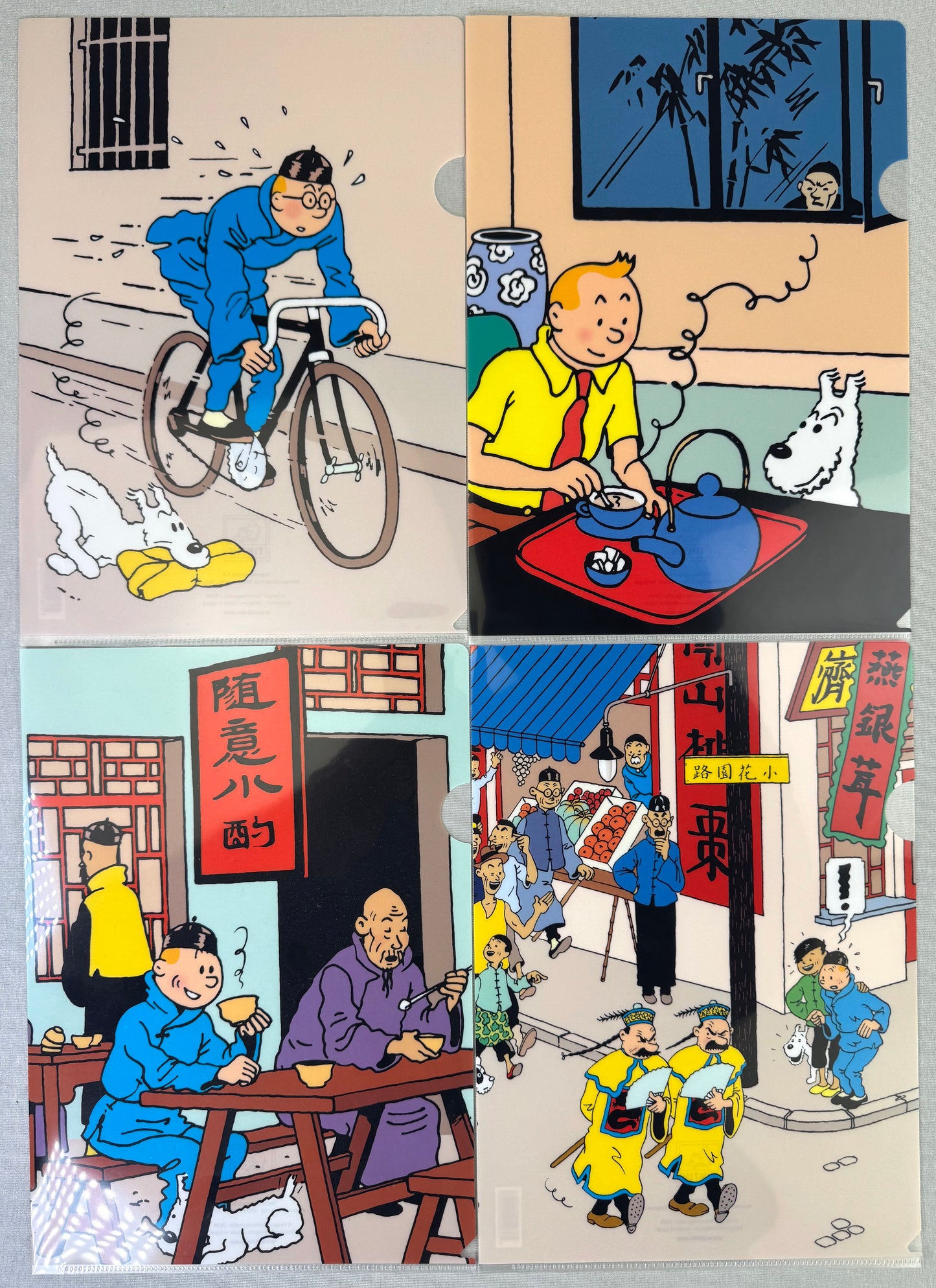 x4 Moulinsart Tintin A4 Plastic Sleeves - Blue Lotus SET