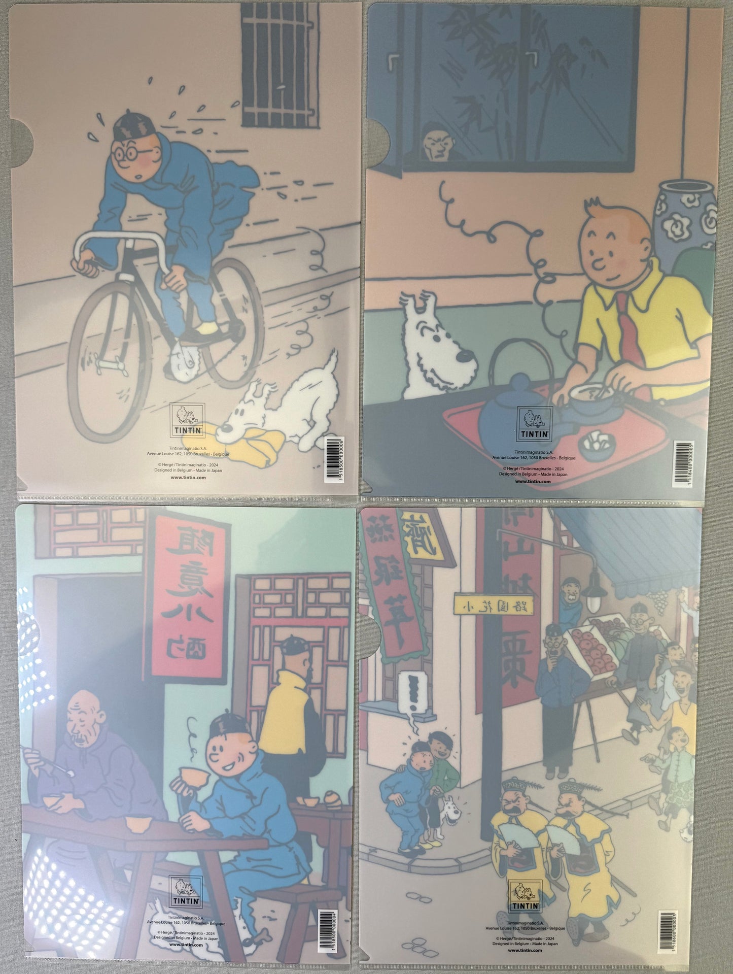 x4 Moulinsart Tintin A4 Plastic Sleeves - Blue Lotus SET