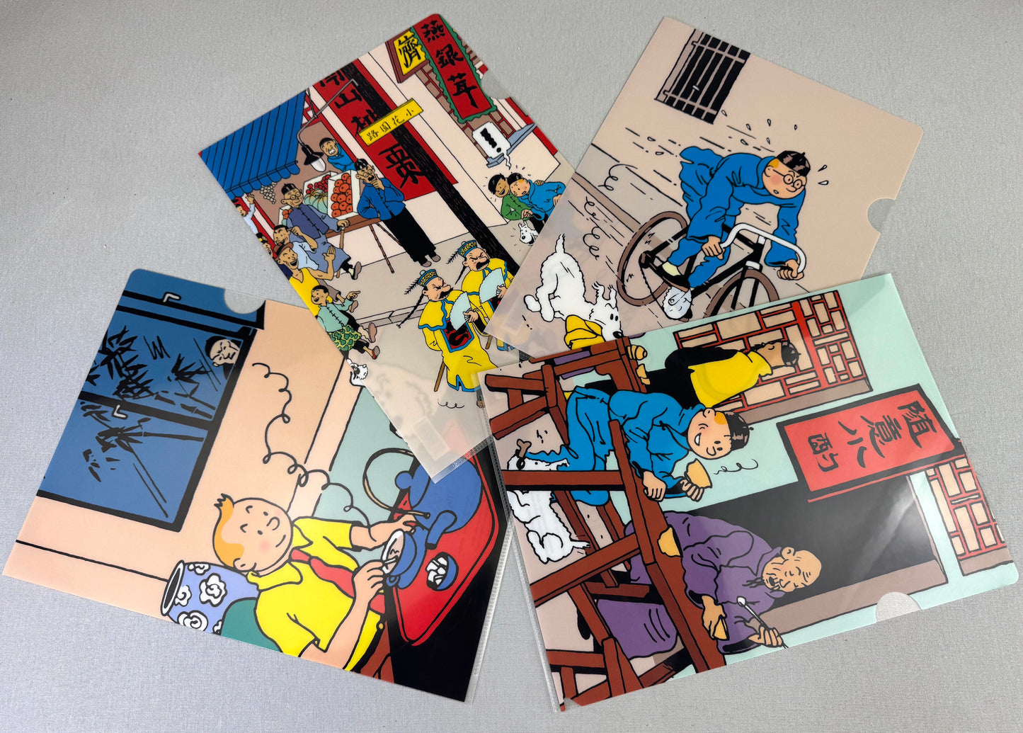 x4 Moulinsart Tintin A4 Plastic Sleeves - Blue Lotus SET