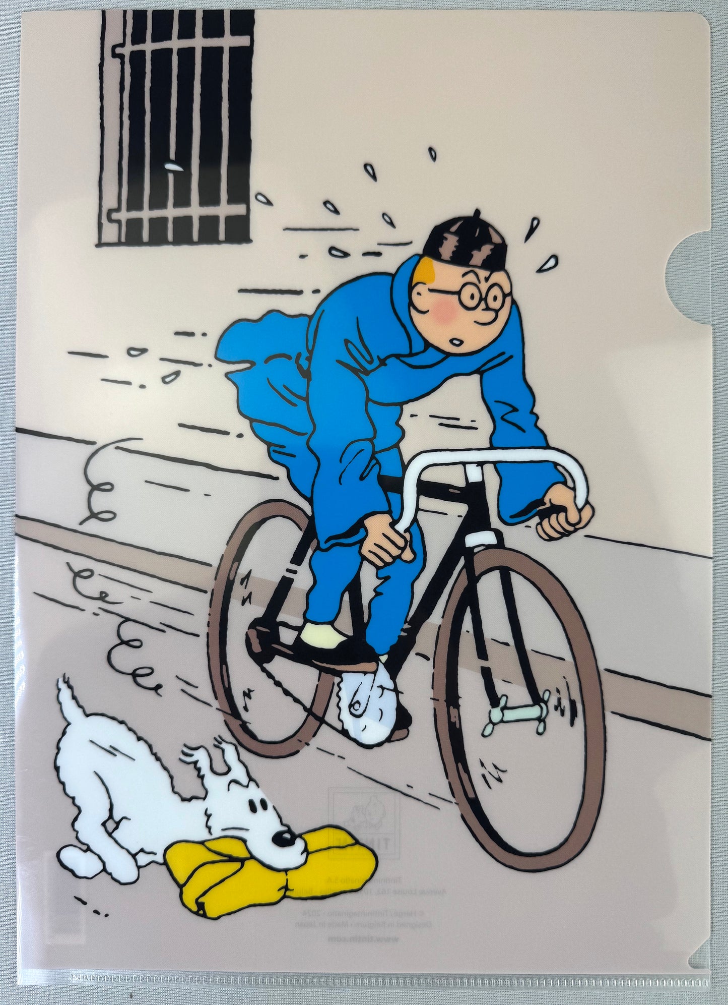 Moulinsart Tintin A4 Plastic Sleeve - Blue Lotus Bicycle