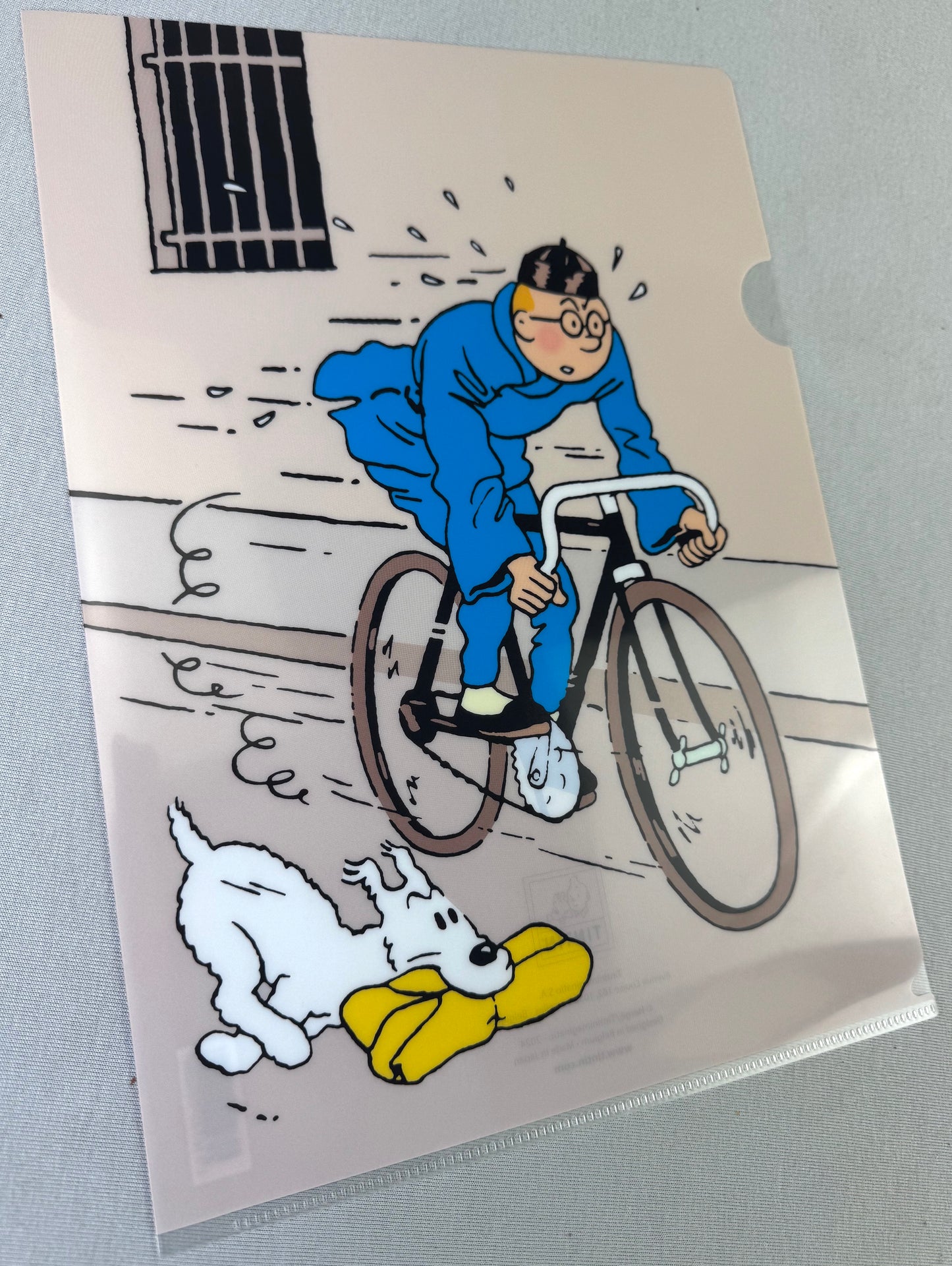 Moulinsart Tintin A4 Plastic Sleeve - Blue Lotus Bicycle