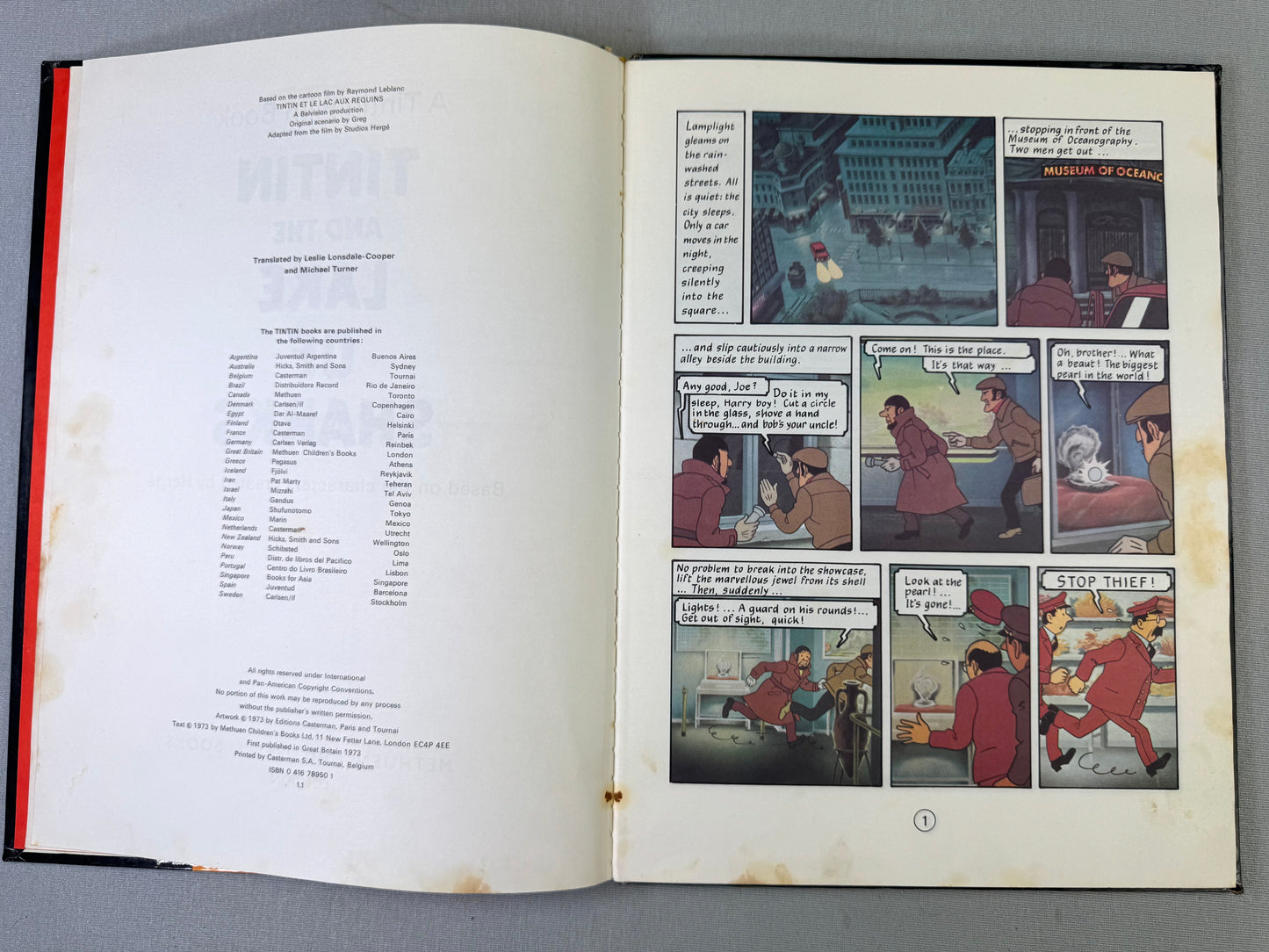 Tintin & the Lake of Sharks - Methuen 1973 1st Edition UK Hardback Rare book Herge EO
