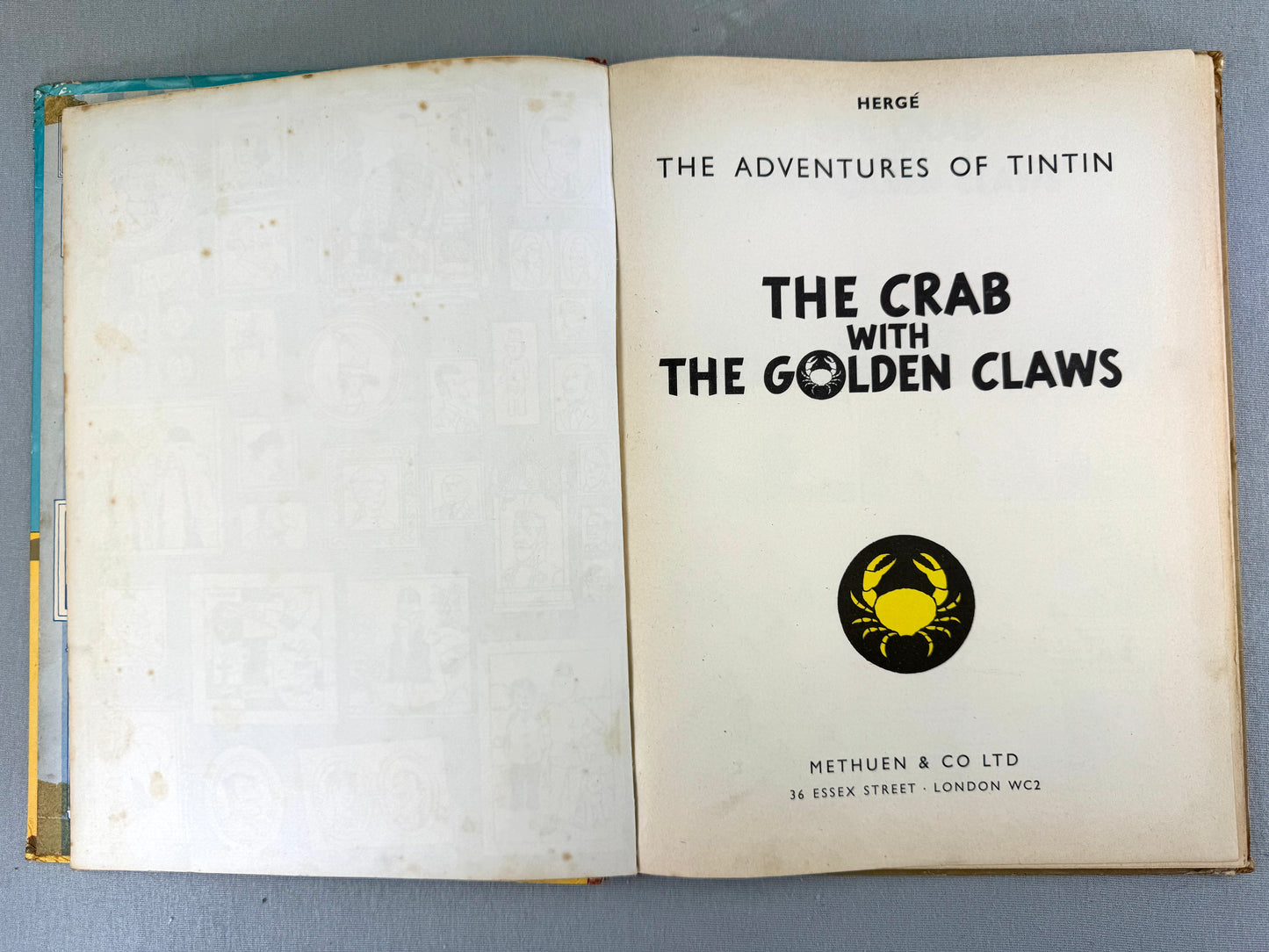 The Crab with the Golden Claws Methuen 1958 1st Edition Hardback Rare Tintin book Herge EO