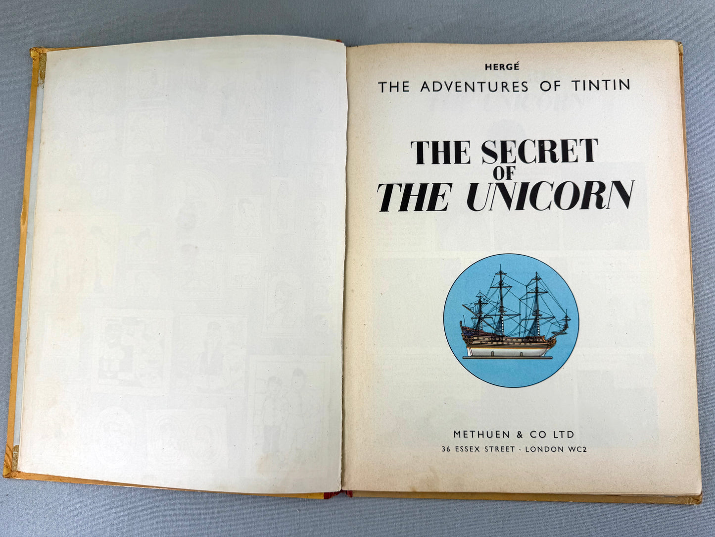 Secret of the Unicorn Methuen 1959 1st Edition HB Rare Vintage Tintin book Herge EO