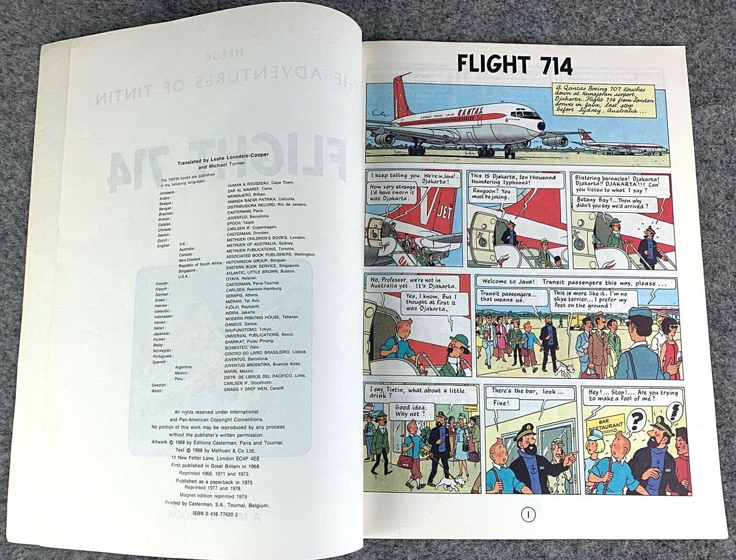 Flight 714 - Tintin Magnet UK Paperback Edition Book 1980s