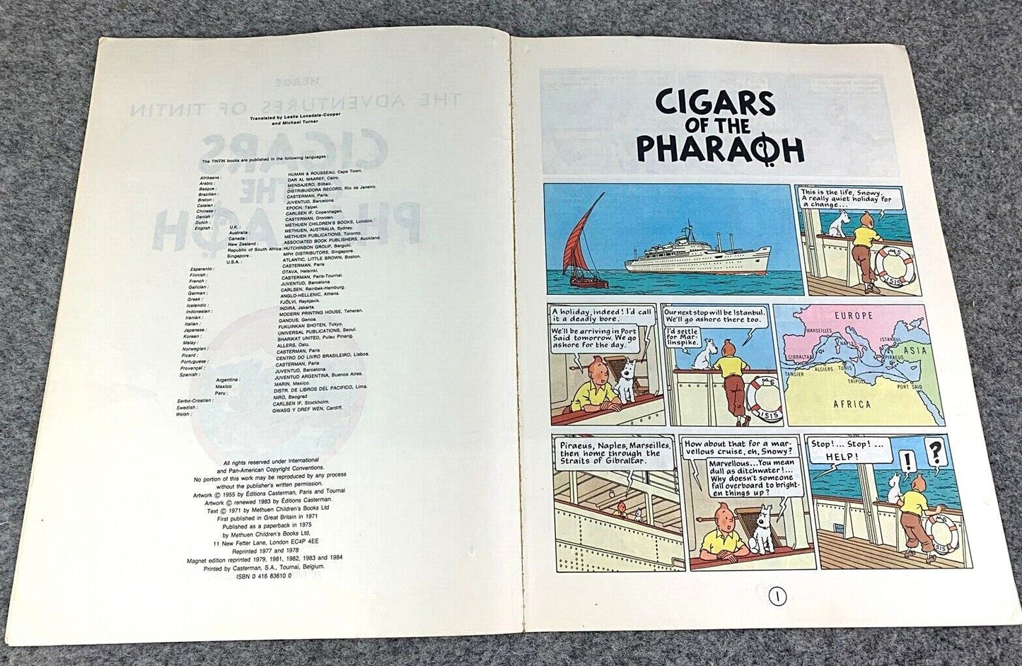 Cigars of the Pharaoh - Tintin Magnet UK Paperback Edition Book 1980s