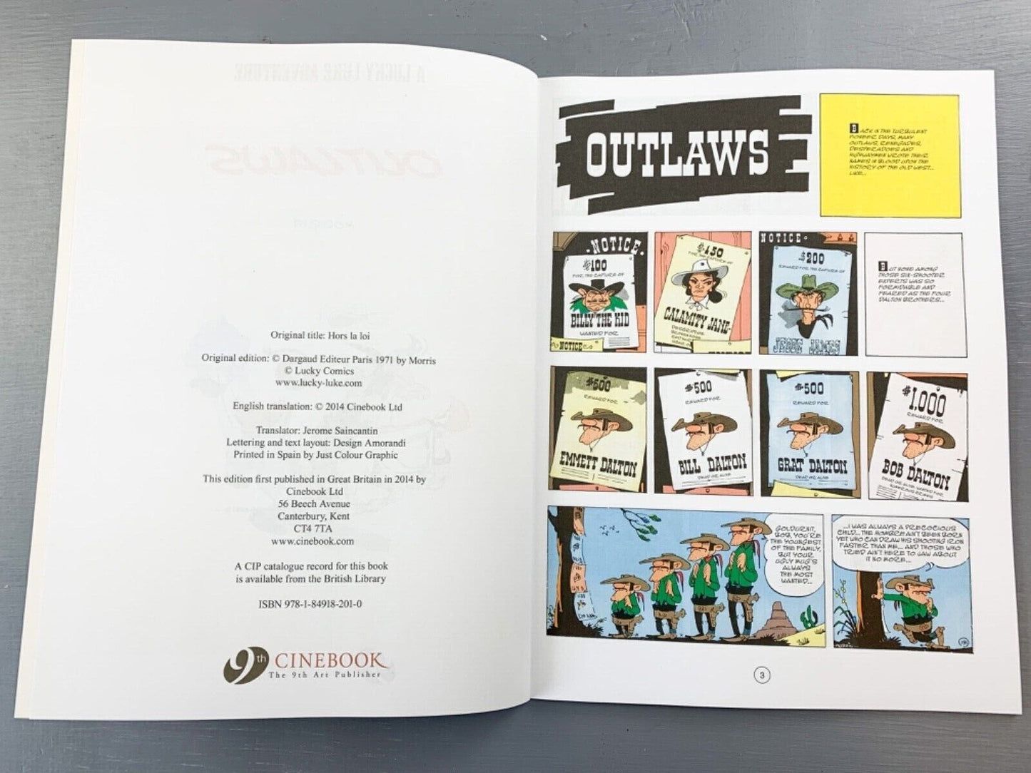 47 Outlaws Lucky Luke Cinebook Paperback UK Comic Book