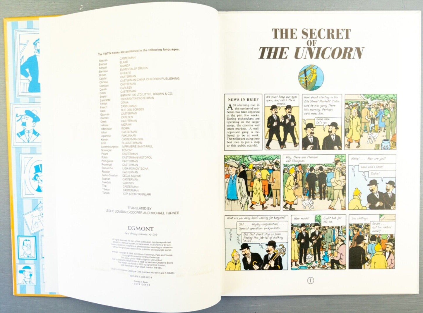 Tintin The Secret of the Unicorn: Egmont 2000s Hardback Book UK Edition