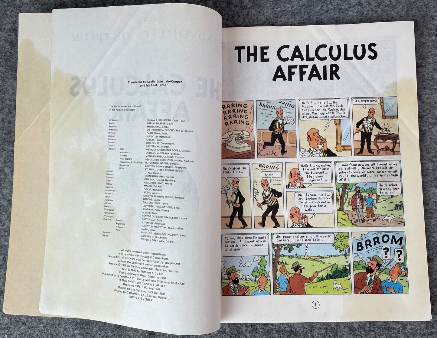 The Calculus Affair - Tintin Magnet UK Paperback Edition Book 1980s