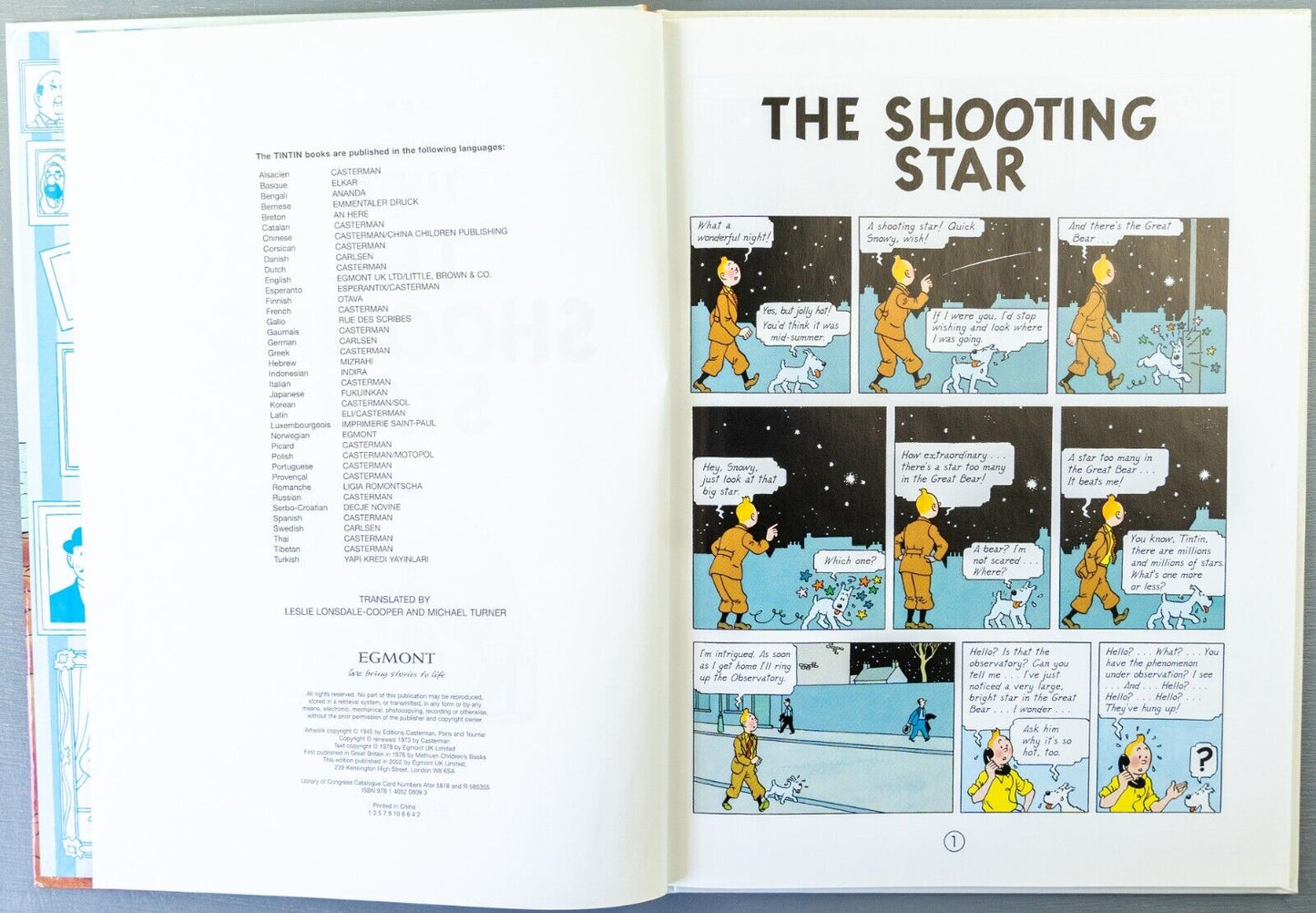 Tintin The Shooting Star: Egmont 2000s Hardback Book UK Edition