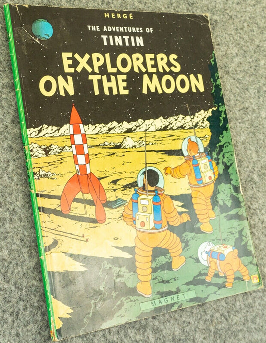 Explorers on the Moon - Tintin Magnet UK Paperback Edition Book 1980s