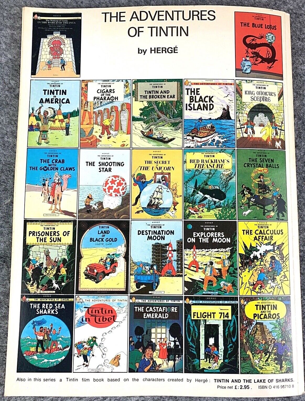Tintin's Moon Adventure Magnet 1986 1st Edition Paperback Hyslop text Herge EO