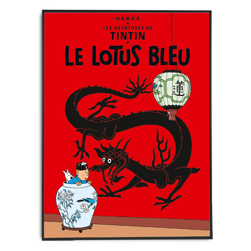 Le Lotus Bleu: Large Tintin Title Cover Poster by Moulinsart 50x70cm