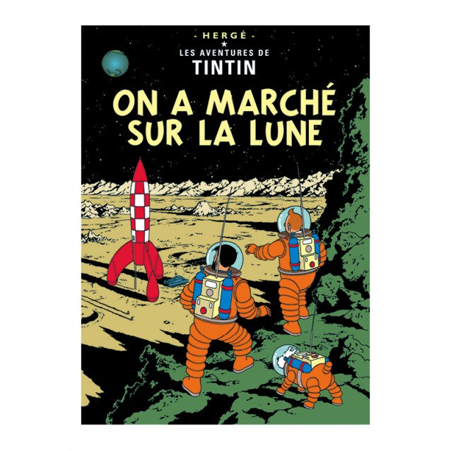 On A Marche Sur La Lune: Large Tintin Title Cover Poster by Moulinsart 50x70cm