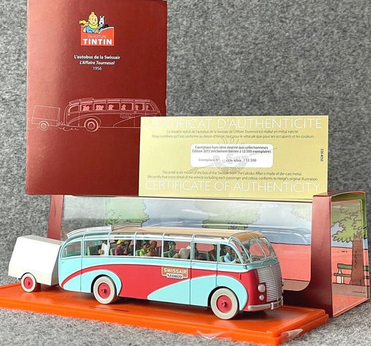 Atlas Tintin Car - Swissair Bus: Calculus Affair 1/43 Scale Model Voiture+Figurines