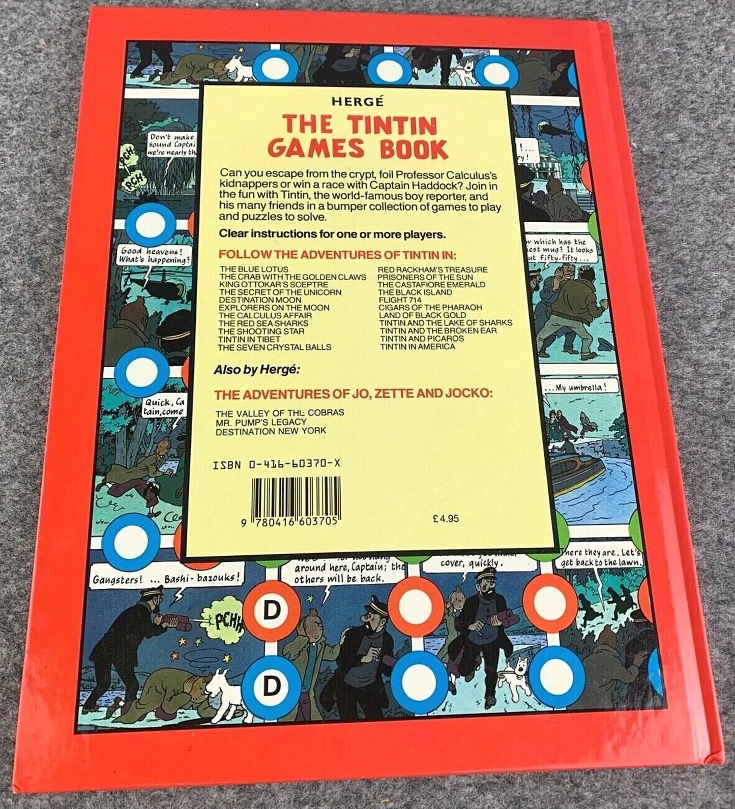 The Tintin Games Book - Methuen 1989 2nd Reprint Edition UK Hardback Rare book Herge EO