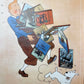 Rare Ltd Edition Moulinsart Poster 23003: Tintin Carrying Albums 60x40cm Boxed Print