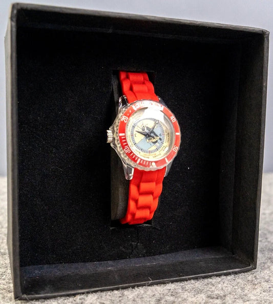 Moulinsart "Tintin Time" Watch 82414 Soviets Plane Red strap Ladies wristwatch